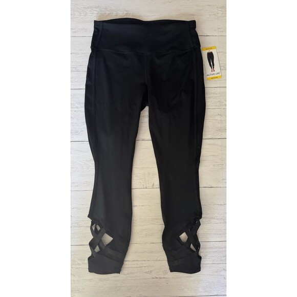 NWT Women's Black ACTIVE LIFE Lattice Bottom Leggings Size Medium - Picture 10 of 11